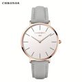 CHRONOS Men's Fashion Watch Ultra-thin Style Frosted Leather Strap Simple Fashion Wrist Watch Popular Style Quartz Watch. 