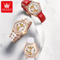 OLEVS Luxury Automatic Jam Tangan Perempuan Original Waterproof Swiss Imported Mechanical Movement Korea Style Cantik Gila Ceramic Strap Delicate Butterfly Dial. 
