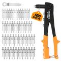 Manual Hand Rivet Gun Set with 2.4mm 3.2mm 4.0mm 4.8mm Nut - Hand Tools Rivet Nails for All-Steel Sturdy Structure Instrument Eatop with Gift of Free 20 Rivets Pin. 