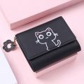 New Women Wallet Cute Cat Short Wallet Leather Small Purse Girls Money Bag Card Holder Ladies Female Hasp. 