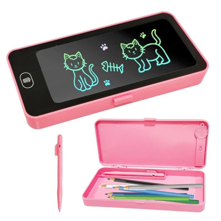LCD Writing Slate Pencil Box – Smart Digital Drawing & Writing Board with Storage Case, Erase Button & Stylus Pen for Kids, Students & Office Use