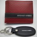 Pure Leather Customize Name Designer Wallet and Keychain. 