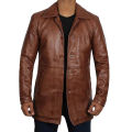 Pure Leather Duffle Coat Leather Pret Long Medium Length Stylish Coat. 