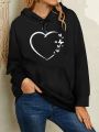 Heart Butterfly Printed Fleece Full Sleeves Pull Over Comfortable Hoodie For Girls & Women. 