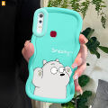 AMORVOR for Vivo Y11 2019 Back Cover Cute White Bear Pattern Luxury Phone Case Macaron Wave Soft Silicone Mobile Cover. 