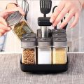 Condiment Pots Kitchen Condiment Bottle Set, Family Rotating Glass Seasoning Category Unique Condiment Jars (9 Pieces) Spice Jars. 
