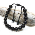 Original Black Aqeeq Bracelet of Natural Beads stones Gemstones Stretchable Elastic Handmade Unisex Adjustable Crystal Healing for men women boys and girls Gift (10 mm). 