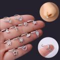 Stainless Steel Small Nose Rings Heart Star Moon Sun Zircon Nose Stud 20G Body Piercing Jewelry For Women Men Gift. 
