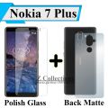 Nokia 7 Plus Tempered Glass Screen Protector Polish Glass + Back Matte Protector Soft Skin Sheet Soft Film Protector For Nokia 7+. 