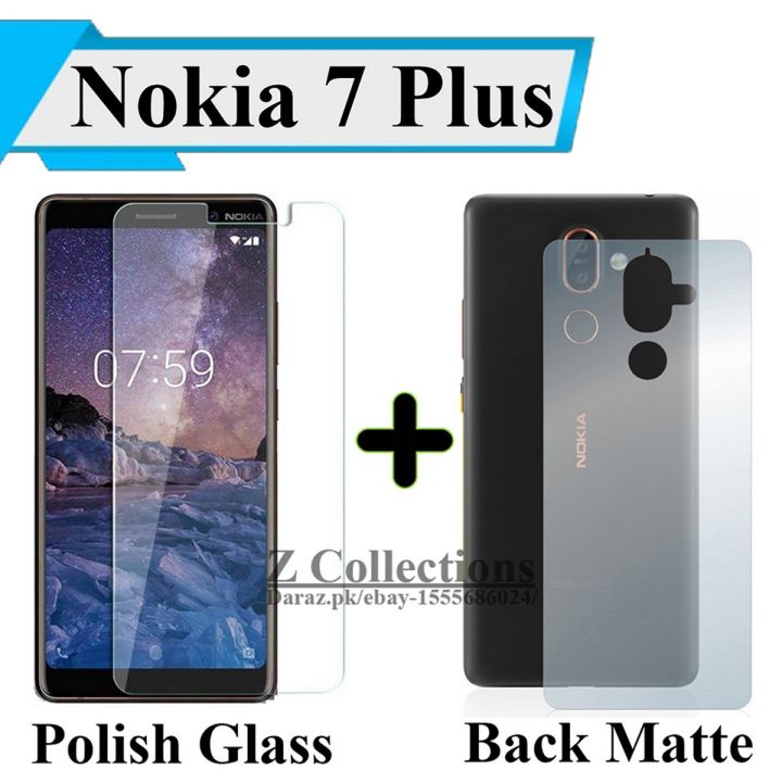 Nokia 7 Plus Tempered Glass Screen Protector Polish Glass + Back Matte Protector Soft Skin Sheet Soft Film Protector For Nokia 7+
