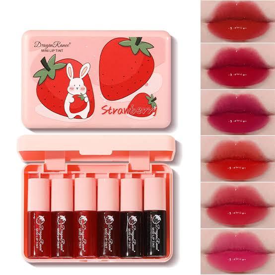 Dragon Ranee Set Of 6 Waterproof Strawberry Lip tint set