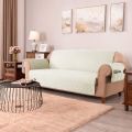 Apricot Quilted Cotton Sofa Covers Premuim Quality Antislip Runners for Sofa's Protection Ivory Color with Side Pockets. 