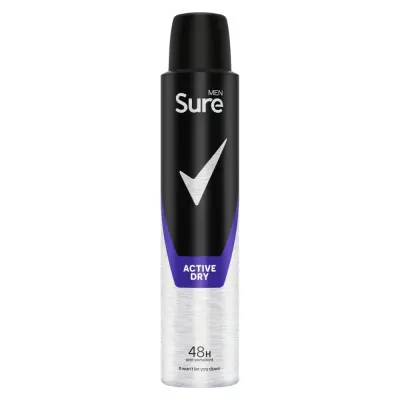 Sure Men Active Dry Deodorant Spray, 48 Hours Protection,