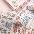 【BestGO】Mohamm 65mm x 390mm Cartoon Washi Masking Tape Simple Character Scrapbooking Stationary School Supplies Decoration. 