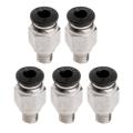 5Pcs Pneumatic Fittings PC4-M6 Bore 4mm For 4mm PTFE Tube Connector Coupler. 