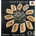Engrave Your Name Key chain (Wooden) Eye Shape. 