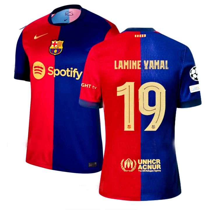 Barcelona Tshirt Dry Fit Lamine Yamal 19 Printed Shirt 2024-2025 for Football Fans at CustomizeGiftsPK
