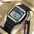 Sanda Trendy Small Square Multi functional Fashion Watch Waterproof Men's Watch Gift SD6196-1. 