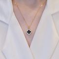 1 Pc Zircon Four-leaf Clover Necklace Double Sided Shell Clavicle Necklace for Woman Gift. 