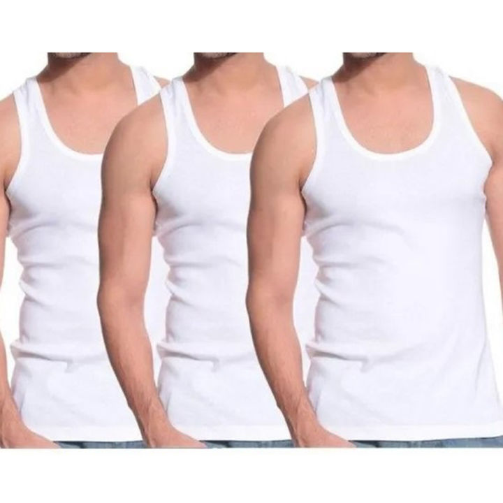 Pack of 3 Men's Sando Banyan - Best Quality Cotton Vest banyan for men - White Sando Inner wear