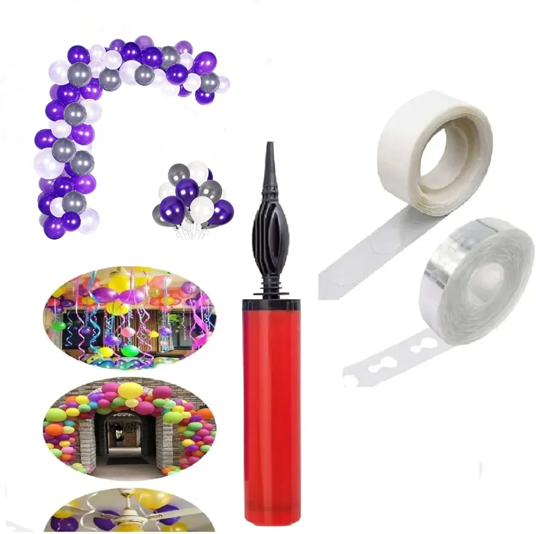 Pack of 3 Balloons Decoration Tools Kit, Balloons Hand Pump+Arch Strip ...