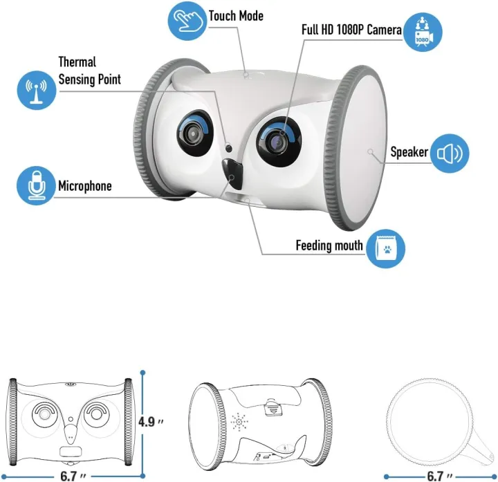 SKYMEE%20Owl%20Robot%20Toy%20for%20Dogs%20:%20Movable%20Full%20HD%20Pet%20Camera%20with%20Treat%20Dispenser,%20Interactive%20-%20Image%206