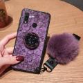 【 ETOP 】 Hot Luxury Gold Foil Marble Phone Cases for Huawei Honor 8X Glitter Cover Stand Case for Huawei Honor 8X Honor 9S/Y5P 2020 Y6P with Hair Ball. 