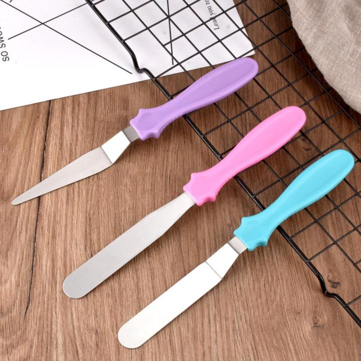 3pc/set Small Cranked Angled Spatula Palette Knife Stainless Steel Cake Cream Knife Spatula Fondant Tools