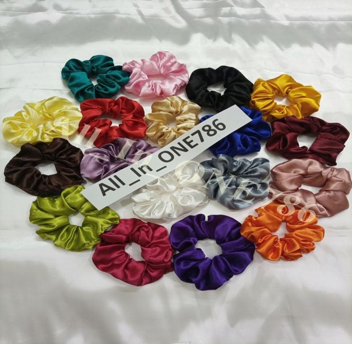 NEW-Pack of 12 - Silk Scrunchies Stretchable ACCESSORIES Hair Painfree - Soft ponytailsfor Girls and Women