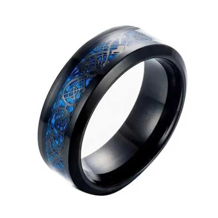 TUNGSTEN DRAGON BLUE LIGHTNING RING FOR BOYS - NEVER FADE | Daraz.pk