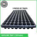 Pack of 3 Hard, Strong Seedling Trays - 128 Holes. 