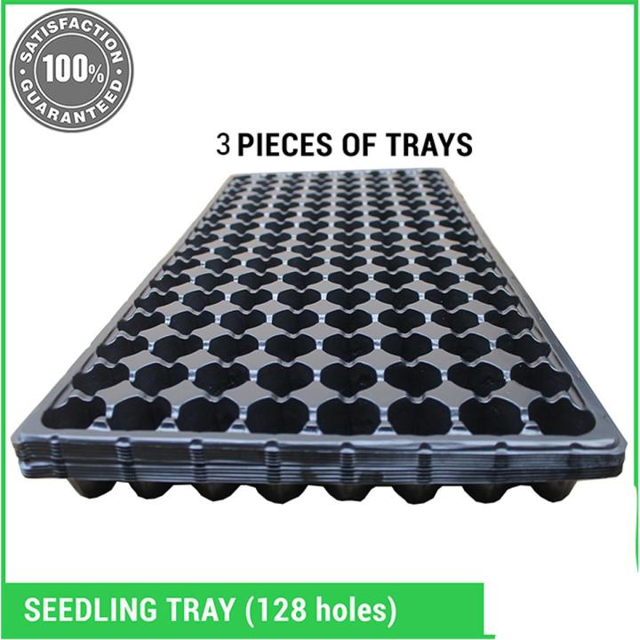 Pack of 3 Hard, Strong Seedling Trays - 128 Holes