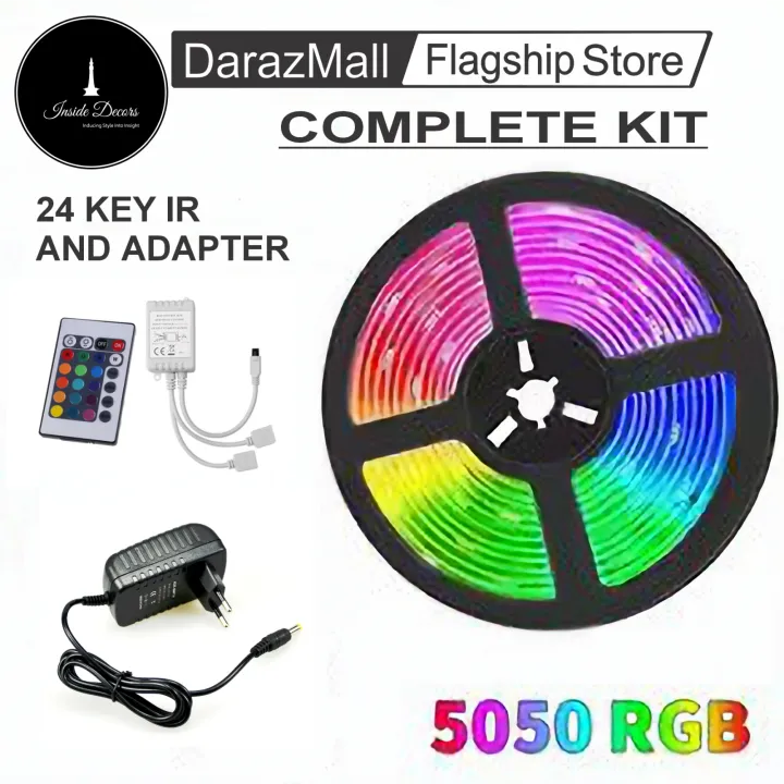 RGB LED Strip Light Kit – 24-Key Remote, 4 Dynamic Modes, High ...