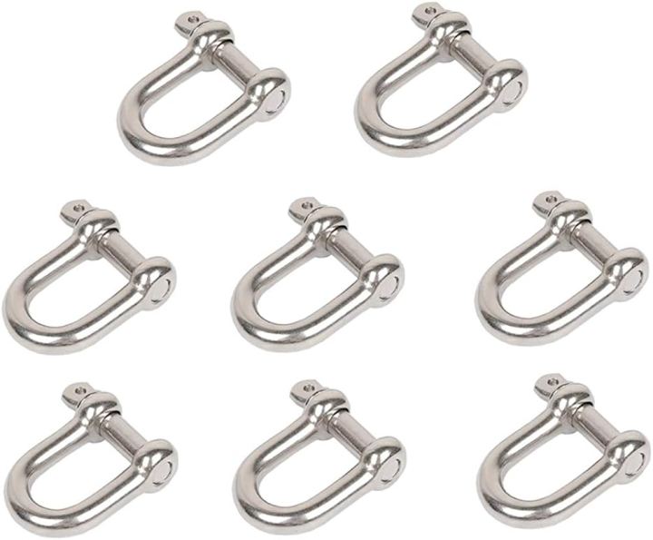 4%20or%206%20or%208-Piece%20Pack%20-%20M4%20Stainless%20Steel%20Dee%20Shackle%205/32"%20(4mm)%20Forged%20D%20Shackle%20with%20Screw%20Pin,%20Silver%20Color%20-%20Image%203