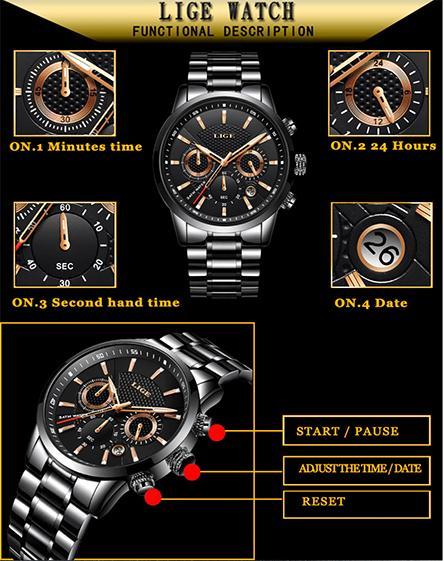 LIGE 2018 Watch Men Fashion Sport Quartz Clock Mens Watches