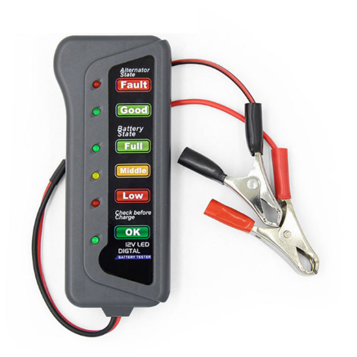 12V Battery Tester Alternator 6 LED Light For Auto Diagnostic Tool Car Motorcycle 24v Battery Analyzer Load Test I.1325308061