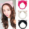 Women Korean Style Cute Cat Ears Elastic Face Wash Headdress Headband Hair Band. 