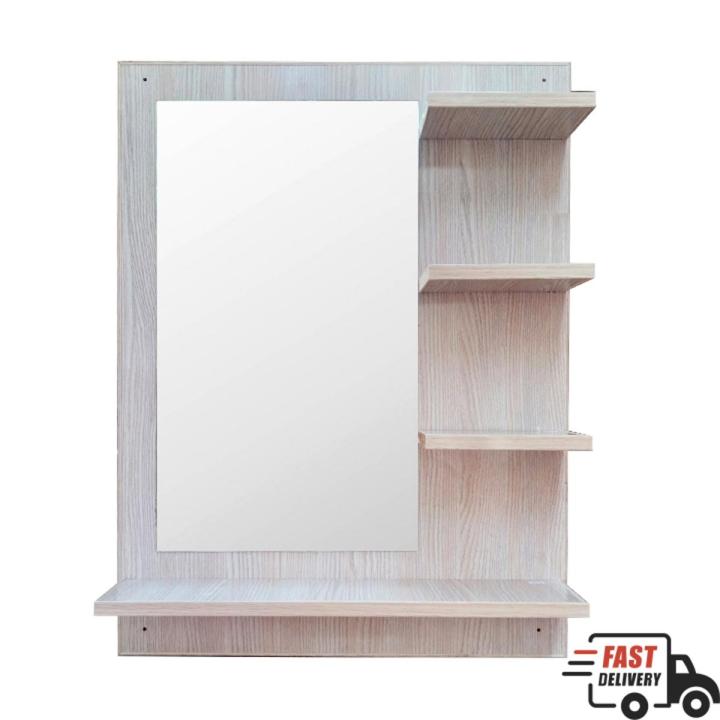 Dressing Table / Wall Mirror With Shelf color Light Beige Wood Daraz.pk