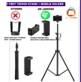 7 Feet Tripod Stand with 360 Rotatable Ball Head Fancy Mobile Holder  Ringlight  Mobile Dslr Camera Ring Light Studio Light Tiktok Youtube Live Facebook Live Photography Videography. 