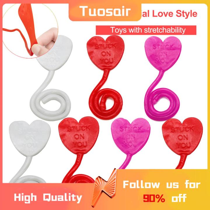 Stretchy Toy for Kids 10pcs Colorful Love Heart Wall Climbing Toy Stress Relief Fidget Toys for Kids Stretchy Sticky Squishes Decompression Toy Party Favor Stretchy Sticky Toy