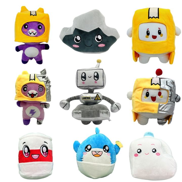 Cross-border new arrival lankybox Transformation Cat Paper Box Villain Pillow Carton Head Cover Plush Toy Doll Doll