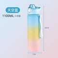 1000 mL Coloured Water Bottle with Motivational Marks Bounce Cover Time-Period Scale Reminder and Frosted Cup 3D Stickers Beautiful Travel bottle having cap Beautiful thermos  for cold-water Outdoor fitness Training Office and school. 