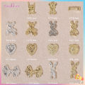 10Pcs Nail Ornament Gloss Non-falling Three-dimensional DIY Stunning Visual Effect Heart Bow Bear Bunny Nail Alloy Decor Nail Salon Supply. 