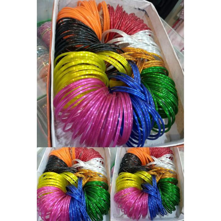 Plain glass Bangles/Churia for Girls(Pack of 8 Dozen in 8 Different Colors)