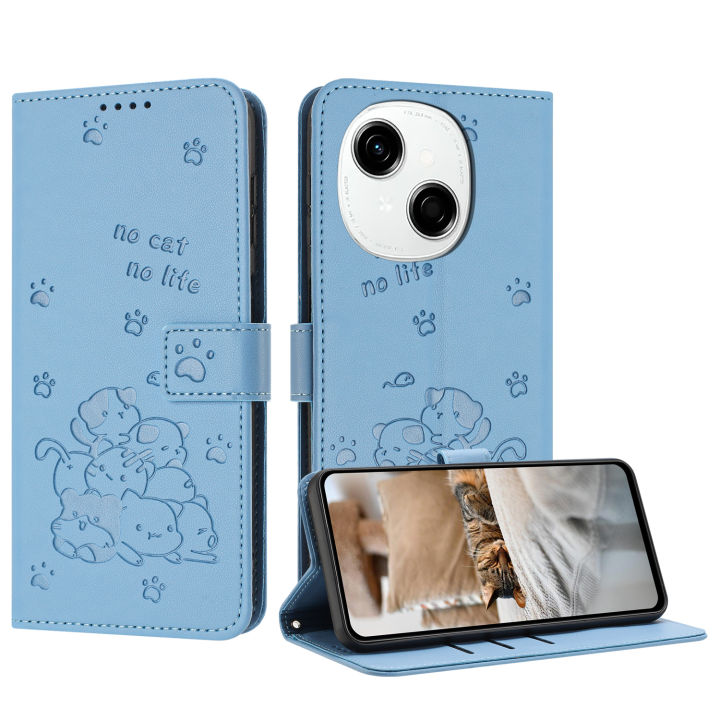 Phone Case for Tecno Spark GO 1,Cute Cartoon Cat Flip Wallet PU Leather Book Cover Case Card Slot Design