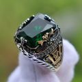 Luxury Multiple Colors Saudi Arabic Mens Fashion Stainless Steel Thai Silver Gemstone Jewelry Rings. 