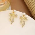 Silver Needle Allergic Free Leaf Shape Pearl Dangle Earrings High End, Elegant Versatile, Delicate. 