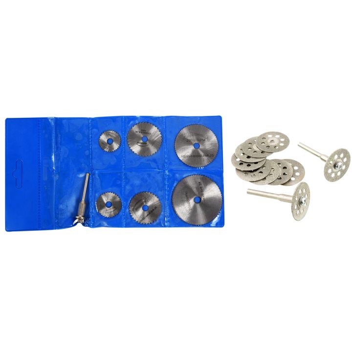10 Pcs 22mm Diamond Cutting Disc Saw Blade Mill Sheet & 7 Pcs HSS Circular Wood Cutting Saw Blade Discs Mandrel Drill for Rotary Tool