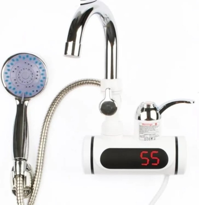 Electric Instant Water Heater Faucet Tap with Shower Head - Digital Display, Energy-Saving, Shockproof ABS Body