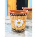 Dustbin - Room Dustbin - Dustbin Flower Printed Plastic Dustbin (Small Size 9 Inches Height). 